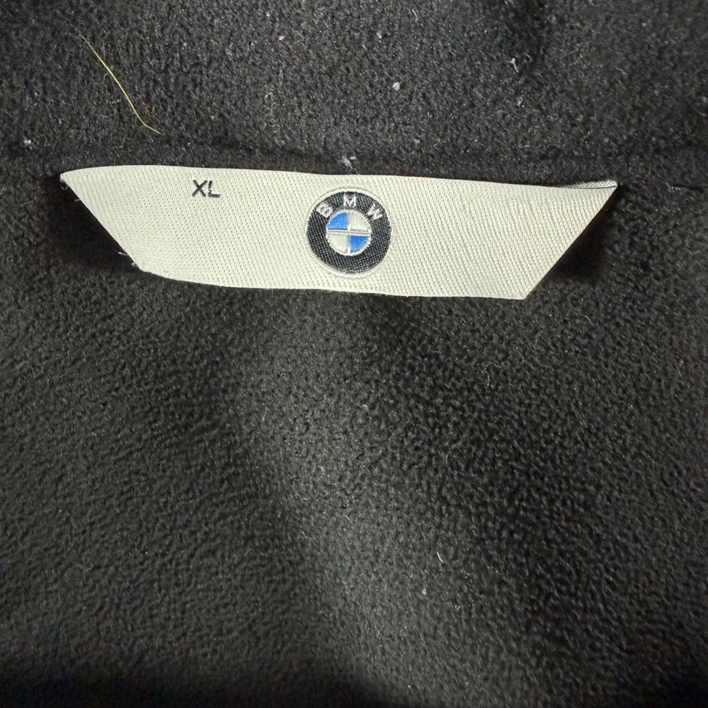 BMW Men's XL Softshell Fleece Lined Jacket Full Zip Stowable Hood Black Grey